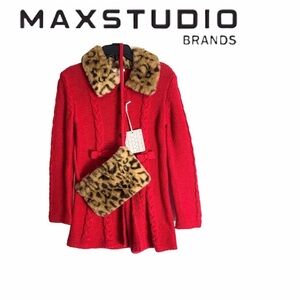 NWT Max Studio Kid’s Red Sweater Dress & Bag